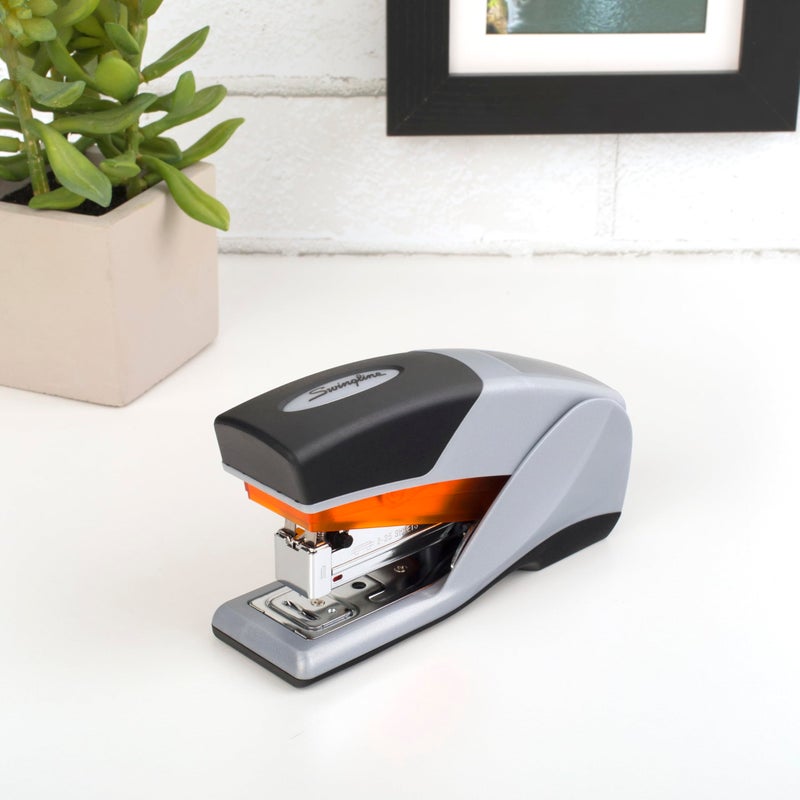 Swingline Stapler, Desktop Stapler, Compact Size, 25 Sheet Capacity, Optima 25 Reduced Effort, Orange/Gray (66412) - Image 2